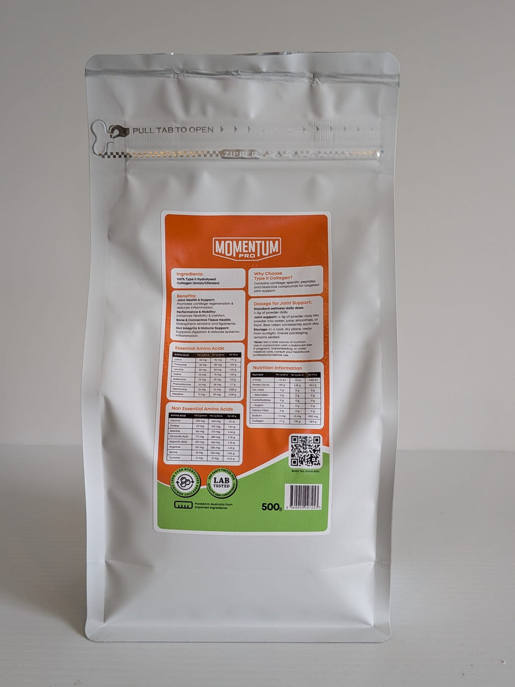 Momentum Pro Type II Hydrolysed Collagen 500g powder